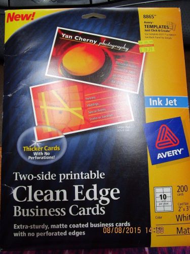 Avery 8865 Clean Edge Two sided business cards matte finish white NIP
