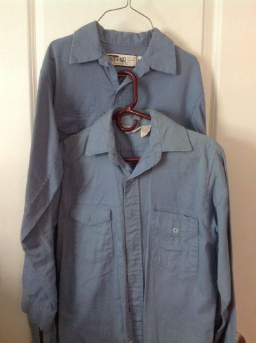 2 FR Flame Resistant Men&#039;s Blue Shirts Size  14 1/2 M Regular