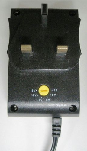 Safety Mark 3 Pin BS Regulated Multi Voltage Power Supply 3-15VDC SP-8-UK USG