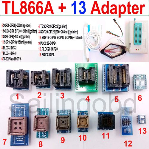 TL866A programmer 13 adapters Tssop28 Sop28 TL866 Bios 51 MCU Flash Programmer