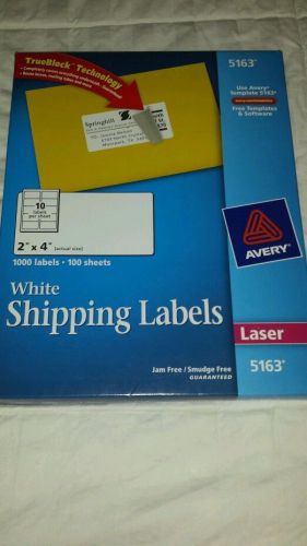 Avery Dennison 5163 Permanent Mailing Labels, 2&#034; x 4&#034;, 1000/BX, White