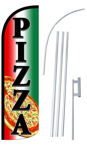 Pizza Extra Wide Windless Swooper Flag Jumbo Banner Pole /Spike (1)