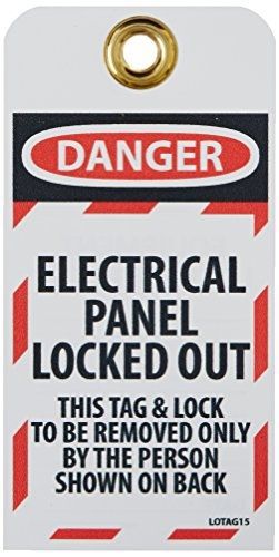 Nmc lotag15 &#034;danger - electrical panel locked-out&#034; lockout tag, unrippable for sale