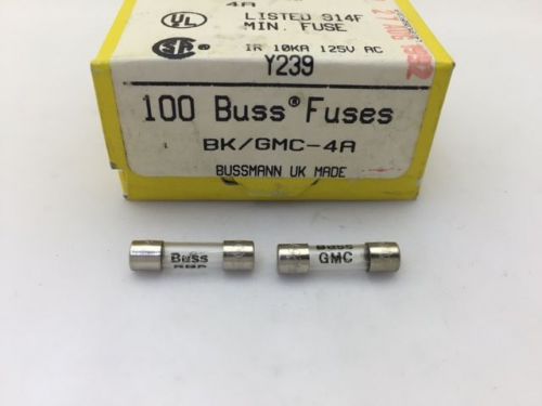 (25 pcs) gmc-4a bussmann, 4a 125vac, glass fuse, size: 5x20mm for sale
