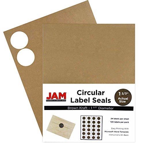 JAM Paper? Label Sticker Seals - Natural Brown Kraft Circle - 1 2/3 inch
