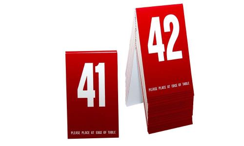 Plastic Table Numbers 41-60- Tent Style, Red w/White Numbers, Free shipping