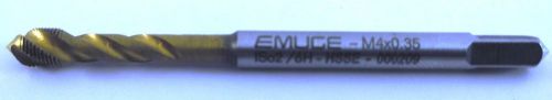EMUGE Metric Tap M4x0.35 SPIRAL FLUTE HSSCO5% M35 HSSE TiN Coated