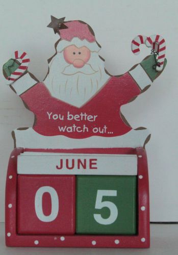 Christmas Santa Wooden desk calendar, Novelty building blocks perpetual calendar