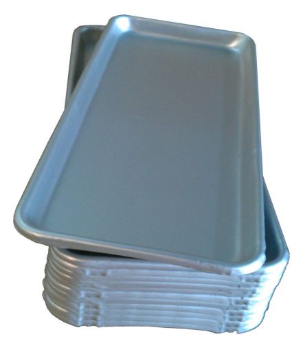 QTY (12) 6&#034; x 15&#034; ALUMINUM MEAT / FOOD TRAYS PLATTERS PANS NSF Approved