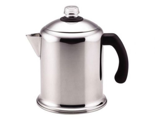Farberware Classic Series 8 Cup Coffee Percolator Polished Stainless Steel Pot