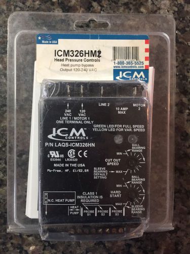 *new* icm326hm2, head pressure controls, heat pump bypass, 120-240v, icm326hn for sale