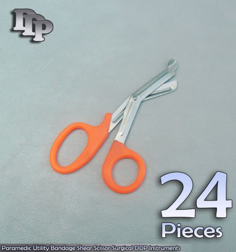 24Pcs Paramedic Utility Bandage Shear Scissor5.5&#034;Orange Handle Surgical DDP Inst