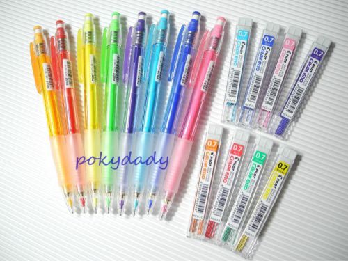 8 colors pilot colour color eno 0.7mm mechanical pencil + leads set (japan) for sale