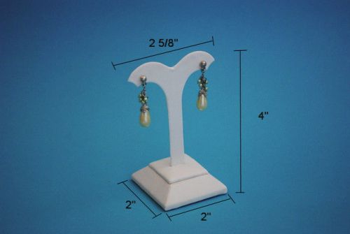 4&#034;HIGH WHITE LEATHERETTE EARRING JEWELRY DISPLAY TOP CASE STAND RD16W1