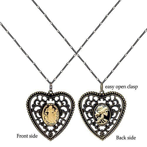 Angel Skull Necklace Both Side Jewelry Slim Big Size Pendant 2 Chain Velvet for