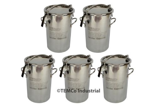 5x TEMCo 10 Liter 2.5 Gallon Stainless Steel Milk Can Wine Pail Bucket Tote Jug