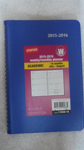 Staples Academic July 2015 - August 2016 Weekly/Monthly Planner 5.5&#034; x 8.5&#034;