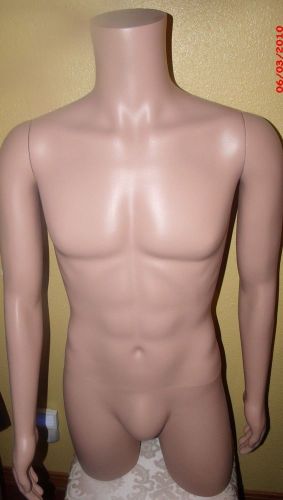 Used Male 3/4 Fleshtone Torso Plastic Mannequin w/removeable  arms