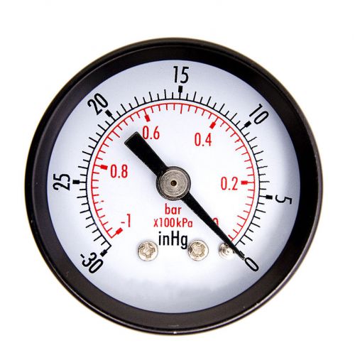 1-1/2&#034; dry utility vacuum pressure gauge steel 1/8&#034; center back -30hg/0psi f5 for sale