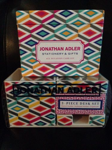 NEW Jonathan Adler 3-Piece Desk Set Multi-Color Diamonds Plus Office Stationary