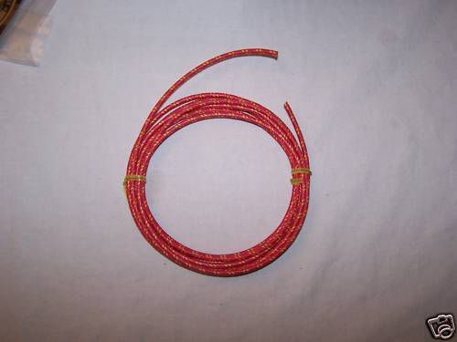Cloth Covered Primary Wire 16 g  Red w/ Yellow Tracers