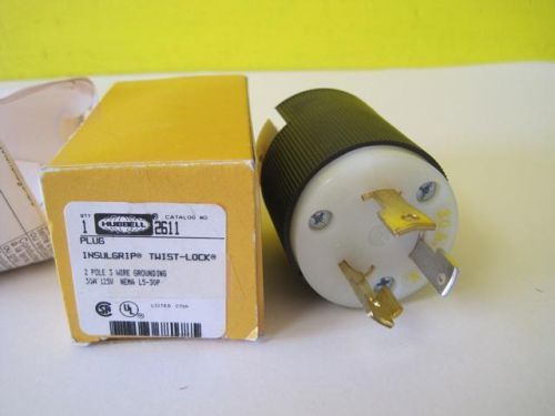Nib hubbell 2611 hbl2611 30 amp twist lock plug nema l5-30p 2 pole 3 wire new for sale