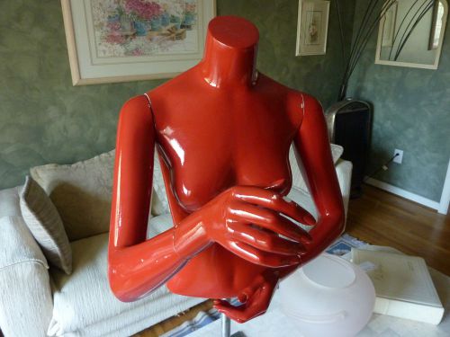 Female mannequin red torso moveable arms &amp; hands heavy stand &amp; adjustable height for sale