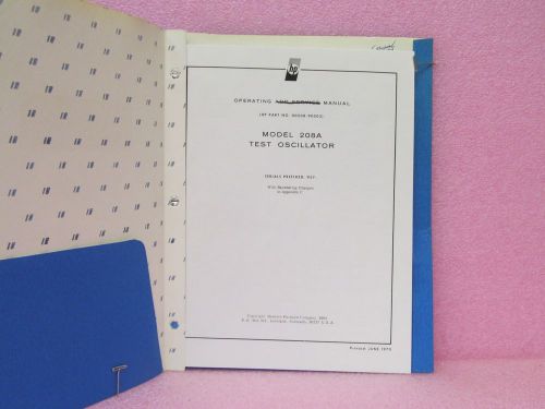 Agilent/HP Manual 208A Test Oscillator Operating Manual (6/70)