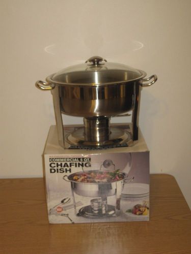 COMMERCIAL 5 QT. STAINLESS STEEL CHAFING DISH TEMPERED GLASS LID WITH LID HOLDER