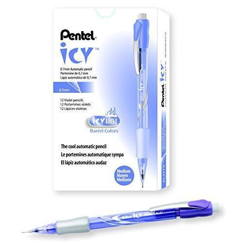 Pentel Icy Automatic Pencil, 0.7mm, Violet Barrel, Box of 12 (AL27TV) New
