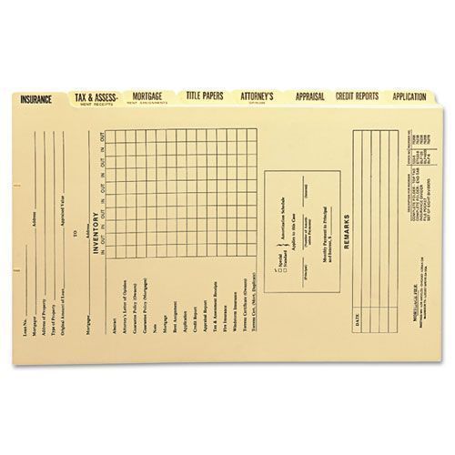 SMEAD 78278: Pressboard Mortgage Legal Folders Printed Replacement Divider Sets