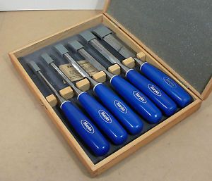 Set of 6 Marples Wood Chisels, Hand Forged Sheffield England, in Wooden Box