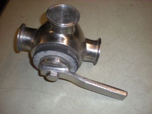 No Name 1-7/8&#034; ID Stainless Steel 3-Port Sanitary Valve - Flanged Ports