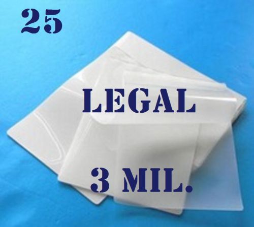 25 LEGAL SIZE  Laminating Laminator Pouches Sheets  9 x 14-1/2   3 Mil...