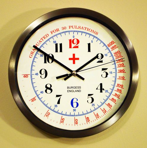 Medical Physicians Wall Clock, Alloy Surround Silent Sweep Battery Movement