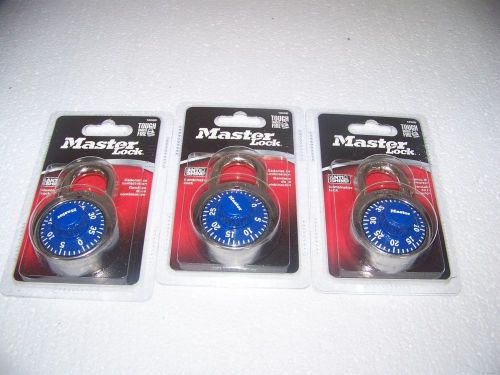 Lot of 3 NIP Master Lock combination locks,blue dial 1506D