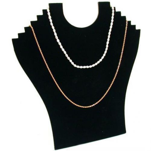New  Black Flocked Cardboard Necklace 6 Tier Chain Display Bust Easels