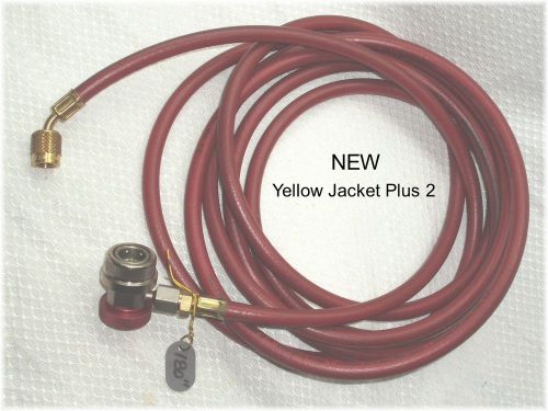 Yellow jacket plus ii 180&#034; red charging hose 1/4&#034; with freon quick conn &amp; valve for sale