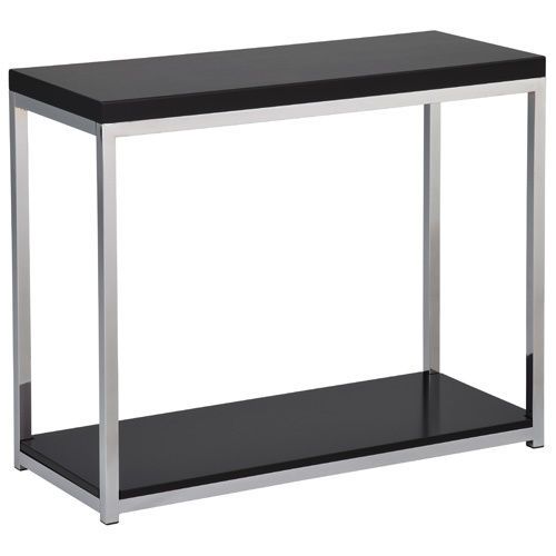 MODERN CONSOLE SOFA TABLE Black Wood with Chrome Frame Foyer Furniture  / ORAT-1