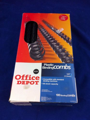 New Office Depot Black Plastic Binding Combs - 100 Ct 1/2&#034;