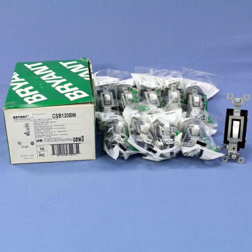 10 Bryant White COMMERCIAL Toggle Wall Light Switches Single Pole 20A CSB120-BW