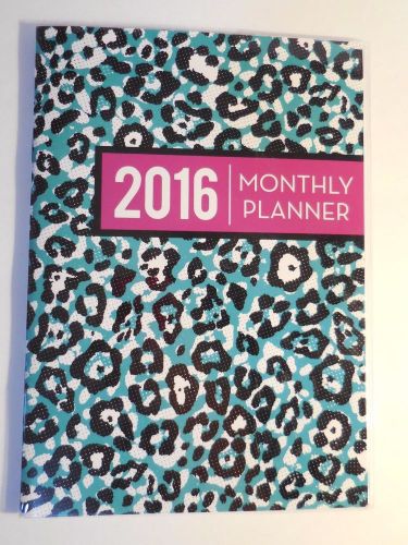 2016 Monthly Calendar Planner Vinyl  6.5&#034; x 9.5&#034; Side by Side Paw Prints Aqua