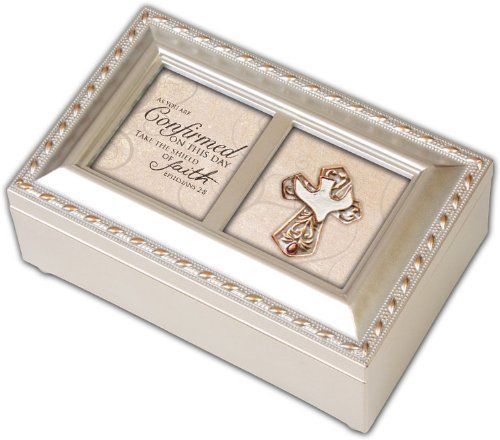 Confirmation Cottage Garden Inspirational Champagne Silver Petite Music Box
