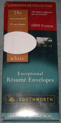 Southworth White Exceptional Resume Envelopes 24 Pounds 25% Cotton 25 Count NIB