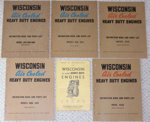 Lot of 6 Wisconsin Engine Instruction Books And Parts List Manual - VG4D