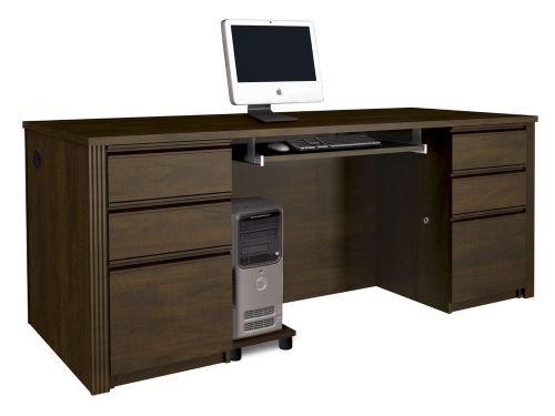 Premium 71&#034; Double Pedestal Executive Office Desk in Chocolate Free Shipping!