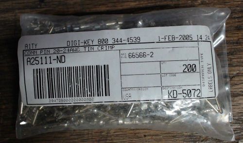 New qty 200 TE Connectivity conn pin 20-24AWG crimp A25111-ND 66564-6 - Warranty