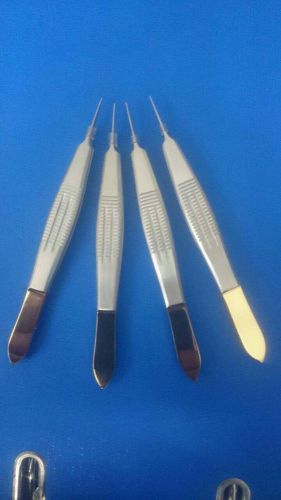 CASTROVIEJO MICRO SUTURE FORCEPS SET OF 4 PCS WITH GOLD HANDLE