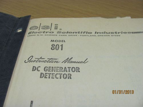 ELECTRO SCIENTIFIC MODEL 801: DC Generator Detector - Ins Man w/schematics