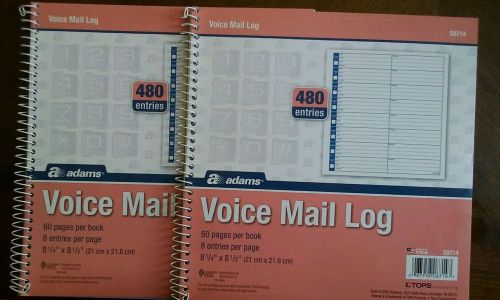 &#034;Adams Voice Mail Log 8.25x8.5&#034;&#034; 60 Forms per Book 2-Pack White (S8714) 2 Packs&#034;